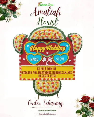 Karangan Papan Bunga Pernikahan di Sukadana Ham